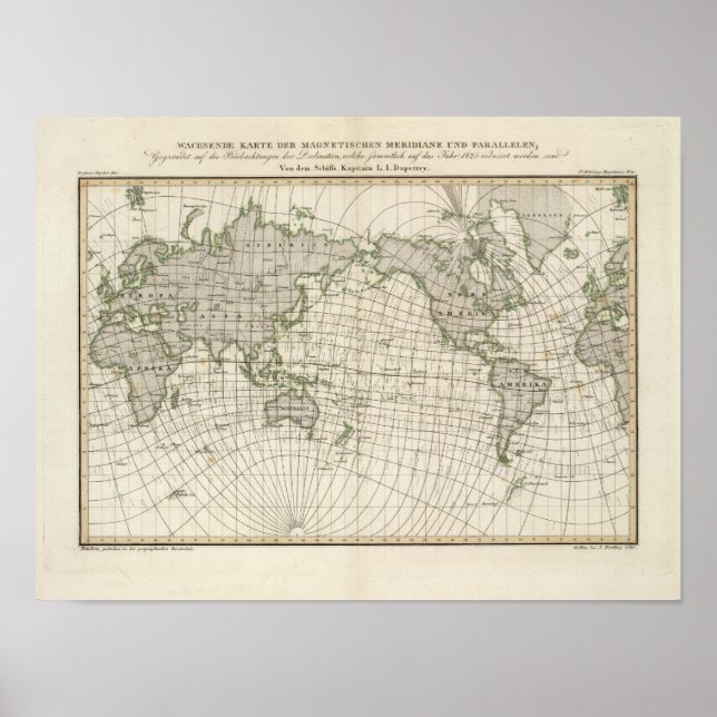Pôster Magnetic Map of the World (Frente)