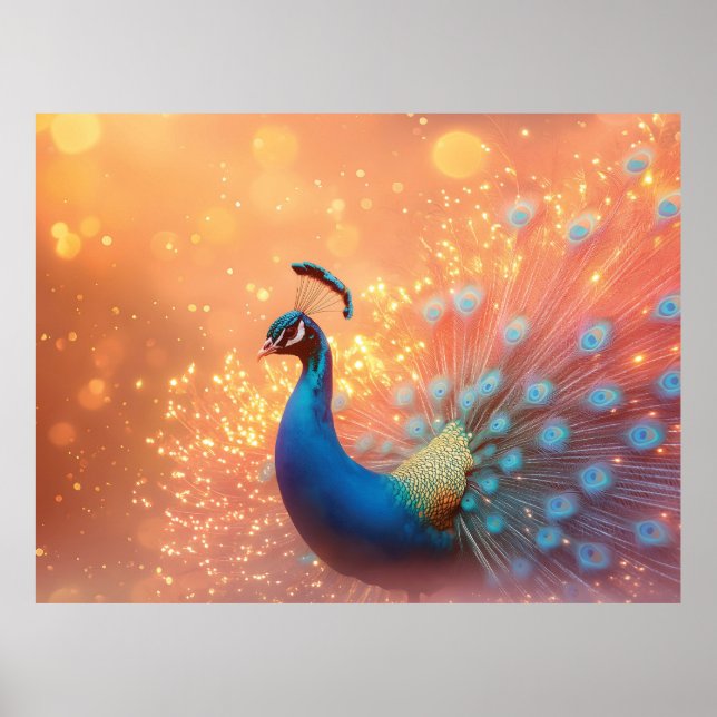 Poster Magnífico Pavão com Plumagem Vibrante (Frente)