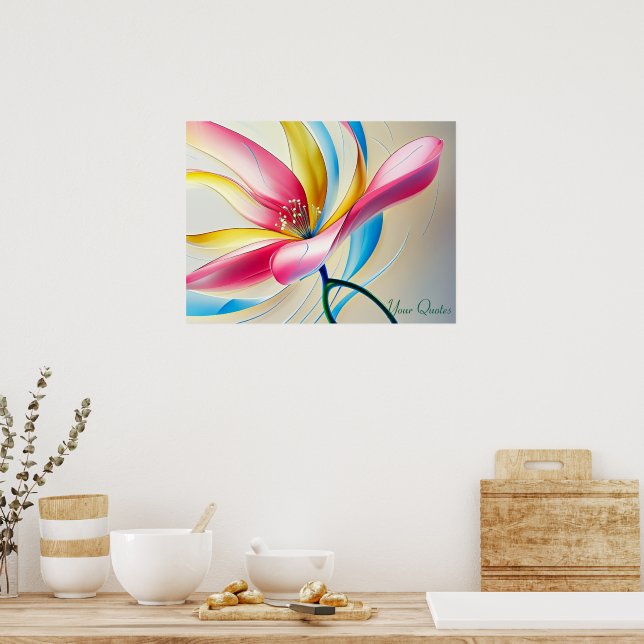 Poster Magnólia Abstrata em Aquarela em Flor (Cozinha)