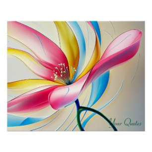 Pôster Magnólia Abstrata em Aquarela em Flor