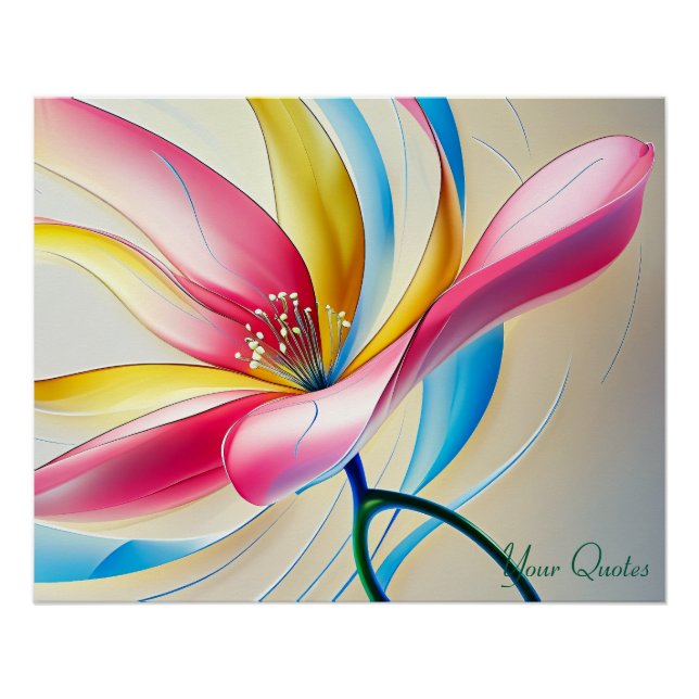 Pôster Magnólia Abstrata em Aquarela em Flor (Frente)