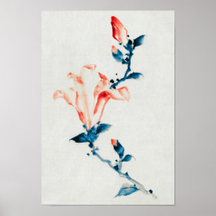 Poster Magnolia Rosa, Hokusai, Ukiyo-e