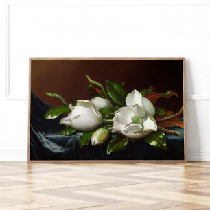 Poster Magnólias em Azul Claro por Martin Johnson Heade