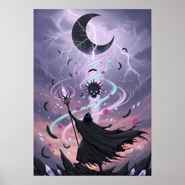 Poster Mago Arcano Pastel Goth com Cajado de Cristal (Frente)