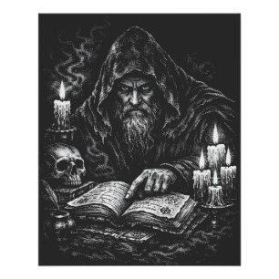Pôster Mago Estudando o Grimório — por BurnsInHell