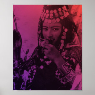 Poster Magrebe Vermelho Rosa Oulado Naïl Berber Rapariga