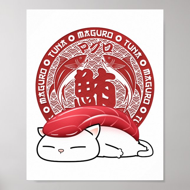 Poster Maguro Tuna Sushi Cat (Frente)