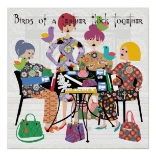 Pôster Mah Jongg Birds Poster