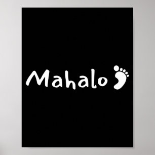 Poster Mahalo w_footprint - havaiano obrigado - havaí