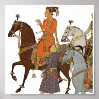 Pôster Maharaja em Horseback, Ilustração de Mogal Indiana
