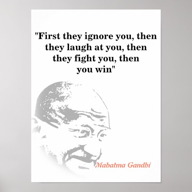 Poster Mahatma Gandhi Cita Sobre Ganhar (Frente)