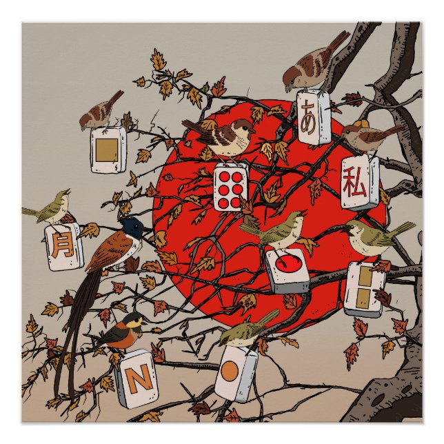 Pôster Mahjong Birds Game (Frente)