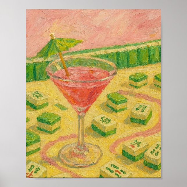 Poster Mahjong Chic Pintura Cocktail  (Frente)