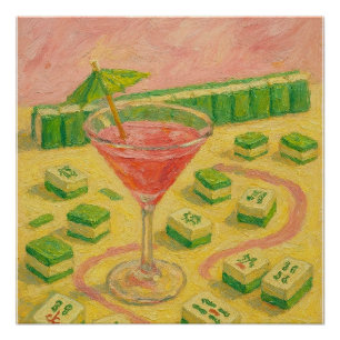 Pôster Mahjong Chic Pintura Coquetel