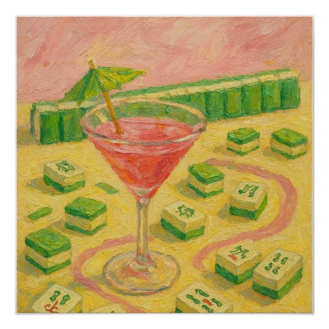 Pôster Mahjong Chic Pintura Coquetel  (Frente)