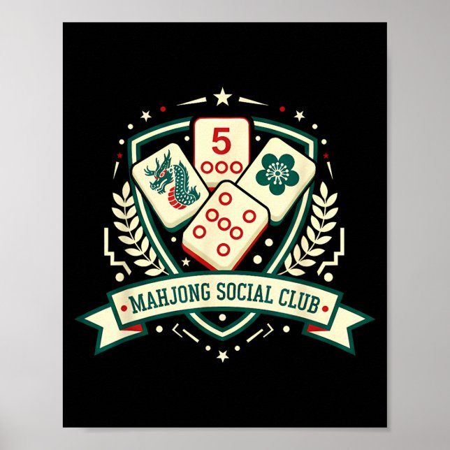 Poster Mahjong Lover Chinese Game Night Funny Mahjong Soc (Frente)