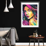 Poster Maia a Linda Mulher Polinésia desenquadrada<br><div class="desc">"Maia" é uma imagem colorida, artística, estilo pop de arte de uma bela mulher de ascendência da Ilha do Pacífico. Honre a beleza e a diversidade das mulheres polinésias com esta poster inenquadrada. Além do preto, esse impressão apresenta tons de amarelo, laranja, rosa, roxo e azul. Esse impressão não-enquadrado está...</div>