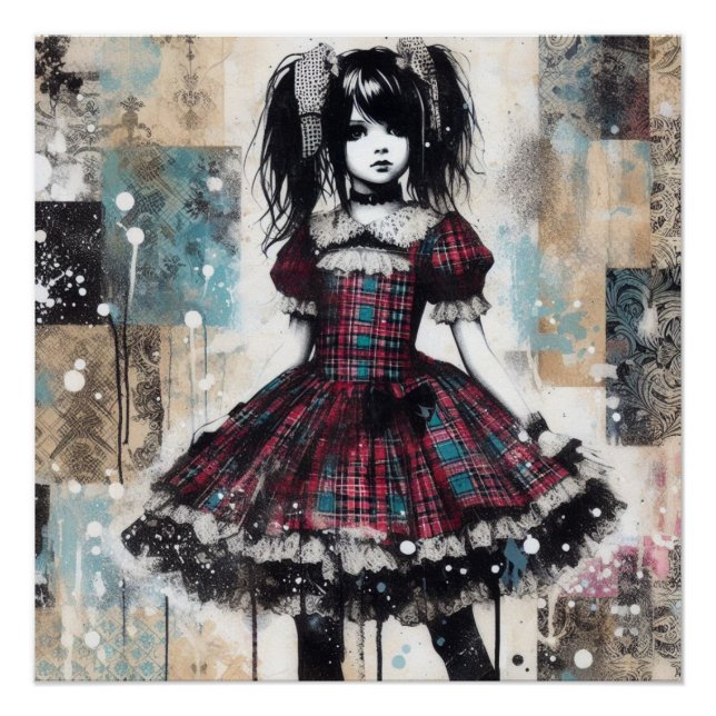 Pôster Maiden gótica em Tartan Elegance (Frente)