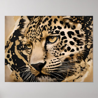Poster Maiestosa Arte do Muro do Leopardo - Legância Selv
