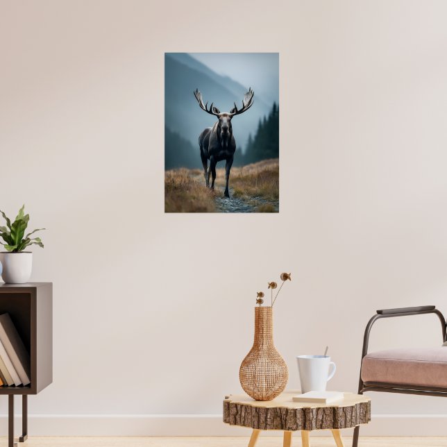 Poster Maiestosa Moose no Vale de Montanha (Sala de Estar 3)