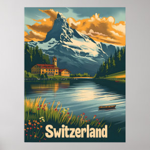 Poster Maiestoso Matterhorn: Lakeside Bliss na Suiça