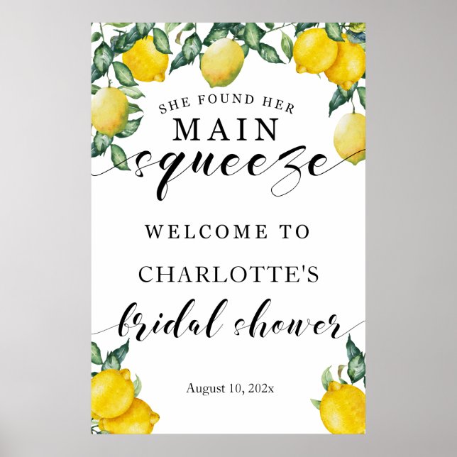 Poster Main squeeze Bridal Shower welcome sign summer (Frente)