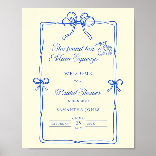 Poster Main Squeeze Lemons Bridal Shower Welcome Sign (Frente)