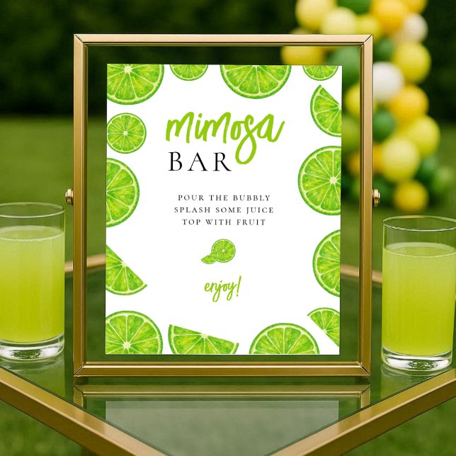 Poster Main Squeeze Lime Bridal Shower Mimosa Bar Sign (Criador carregado)