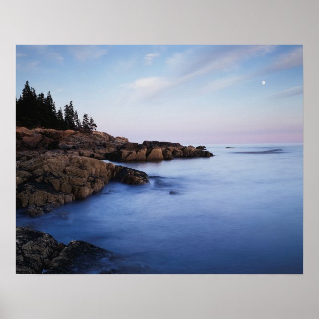 Poster Maine, Acadia National Park, Moonset (Frente)