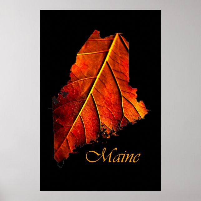 Poster Maine Autumn Orange Leaf | Maine Fall Foliage (Frente)
