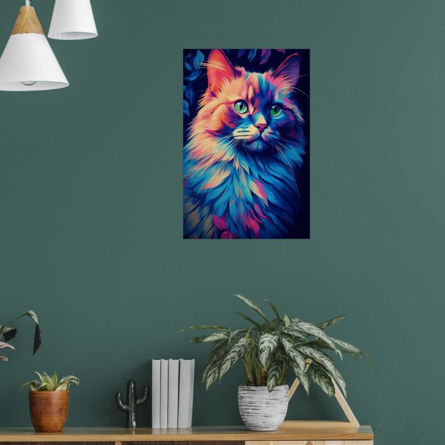 Poster Maine Coon Cat Art Colorida (Sala de Estar 1)