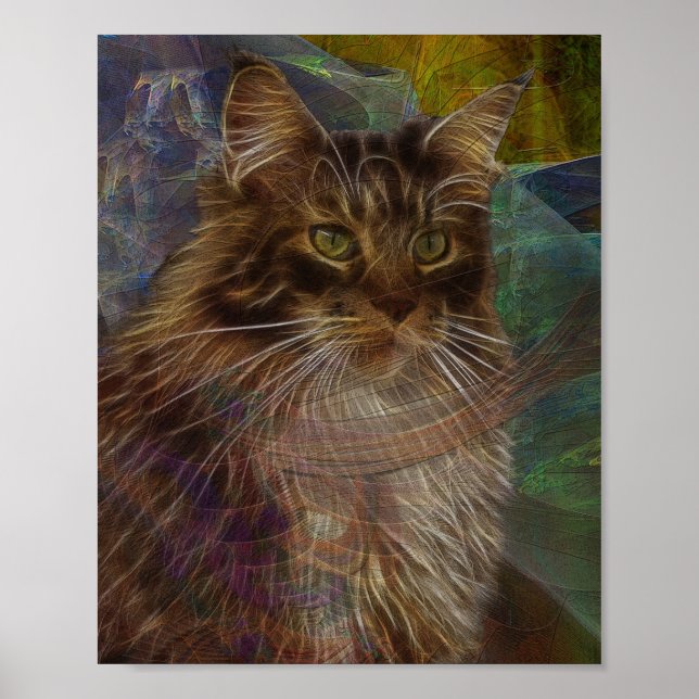 Poster Maine Coon Cat - Arte Retangular (Frente)