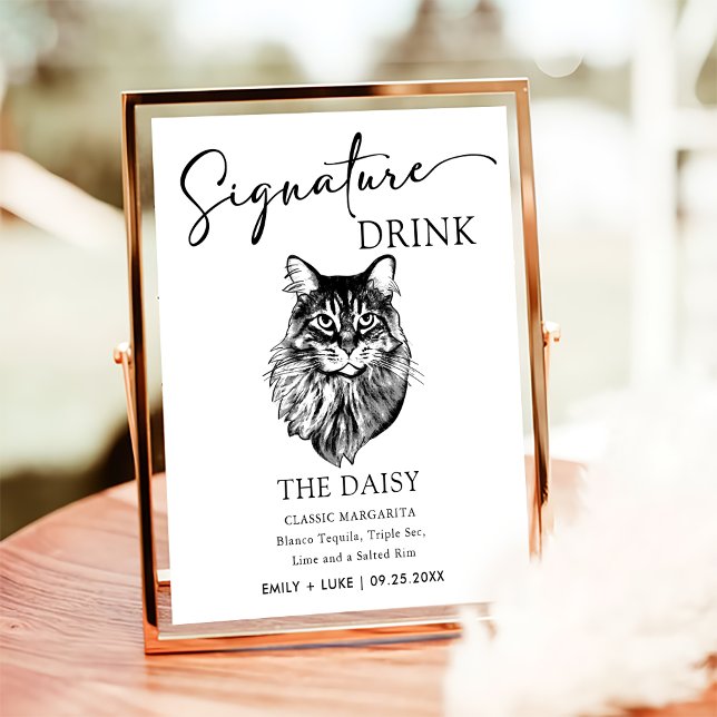 Poster Maine Coon Cat Signature Drink Signature (Criador carregado)