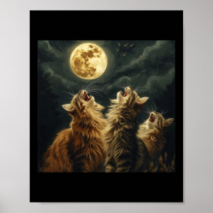 Poster Maine Coon Howl No Moon Cat Lover