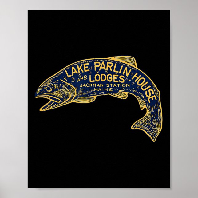 Poster Maine Lodge de Pesca e Caça - Lago Parlin Vint (Frente)