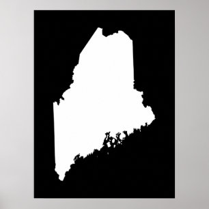 Poster Maine no branco e no preto