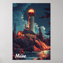 Poster Maine USA Vintage Illustration Viagem
