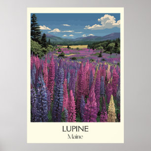 Poster Maine Wild Lupine Flowers Landscape Viagem Art