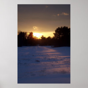 Pôster Maine Winter Sunset através do campo