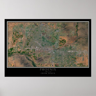 Pôster Maior Arizona Phoenix do Mapa do Satélite Espacial