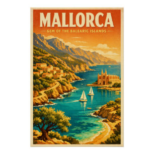 Pôster Maiorca, Espanha, num clássico retrô