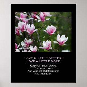 Poster Mais Amor Fé Personalizada Citação Rosa Magnolia F
