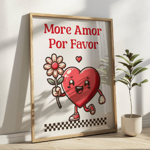 Poster Mais Amor Por Favor Heart Mascot Love Art Impressã