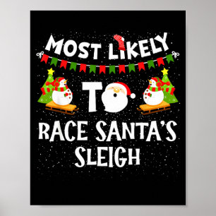 Poster Mais Propenso a Correr o Trenó do Papai Noel Funny
