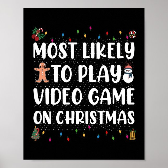 Poster Mais Propenso a Jogar Video Game no Natal Gaming (Frente)