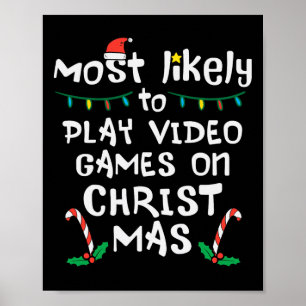 Poster Mais Provável Jogar Vídeo Jogo Natal Família Xmas