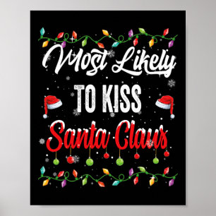 Poster Mais Provável Para Beijar A Família Papai Noel Cor
