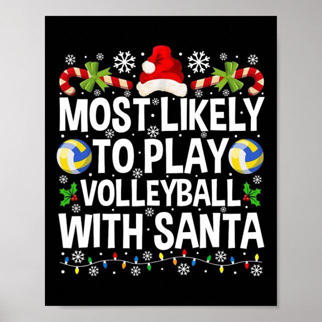 Poster Mais Provável Para Jogar Voleibol Com Papai noel D (Frente)