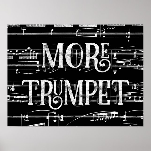 Poster Mais Quadro de Trompetes - Música Branca Preta (Frente)