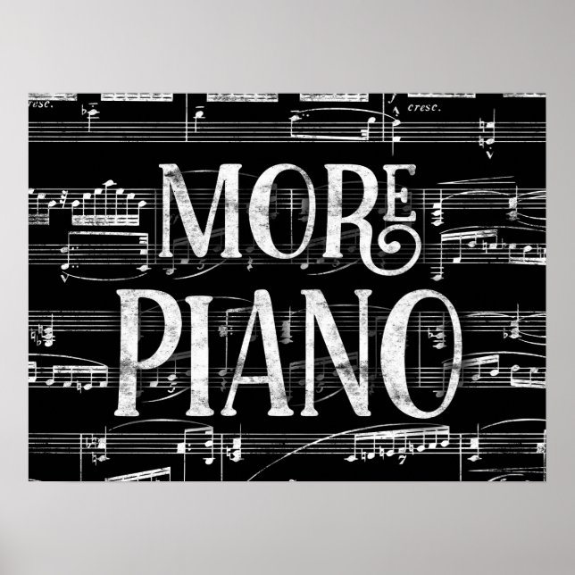 Poster Mais Quadros de Piano - Música Branca Preta (Frente)